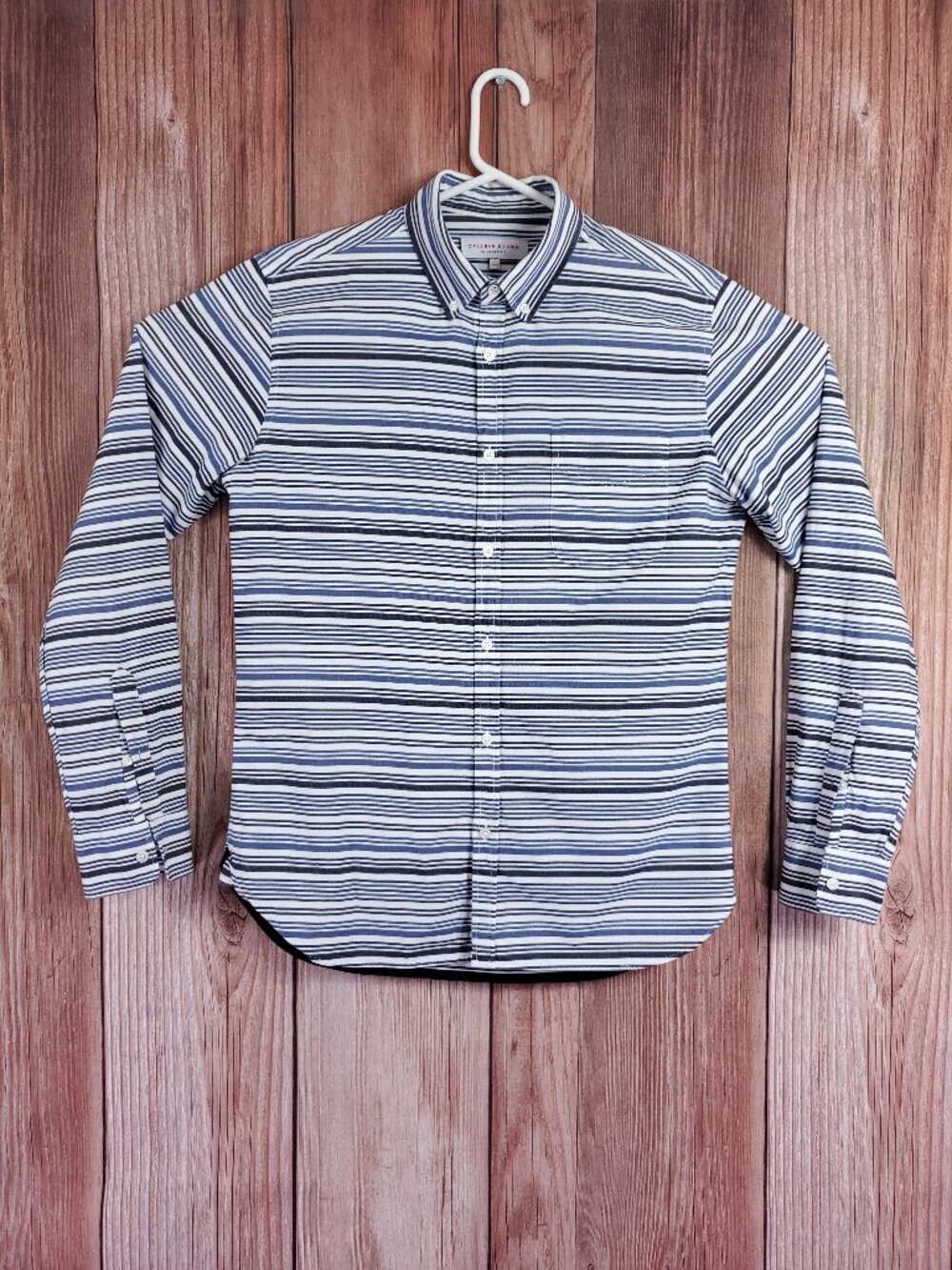 Orlebar Brown Shirt Mens Large Oliver Tailor Long Sleeve Blue White Striped